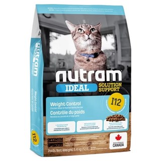 nutram 成貓用 I12 專業理想系列 體重控制天然貓糧, 雞肉 + 豌豆, 5.4kg, 1袋