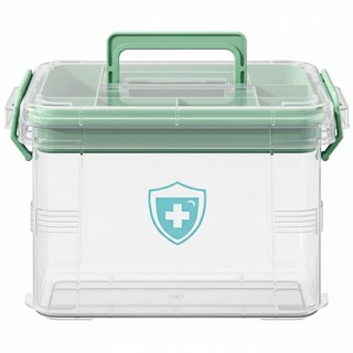 德利生活 雙層家庭醫藥箱 特大, 透明色, 1個