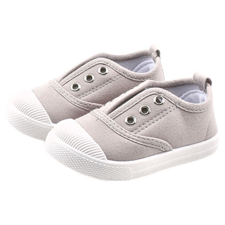 Baby 兒童防滑伸縮帶輕便帆布鞋, PVC防滑底膠, 155mm, 灰色