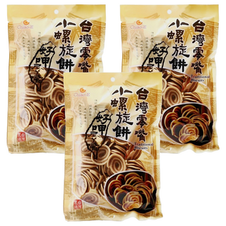 Chiao-E 巧益 小螺旋餅 3入-台灣傳統零食 螺旋造型餅乾 酥脆口感 獨立包裝, 160g