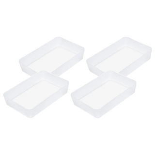 幸洲家居 無印磨砂櫥櫃抽屜分隔收納盒/置物盒, 4個, 方盒 透明