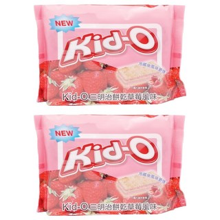 Kid-O 分享包 三明治餅乾 草莓風味，酸甜草莓奶油夾心，冷藏後風味更佳，酥脆口感, 340g, 2包