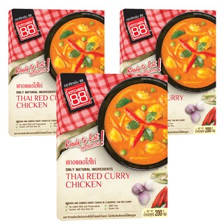 KITCHEN 88 泰式紅咖哩雞即食調理包, 新鮮天然食材, 無防腐劑, 輕鬆加熱, 200g, 3盒