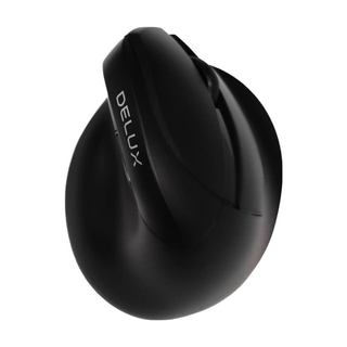 DELUX 雙模垂直靜音光學滑鼠, 黑色, M618miniB