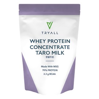 TRYALL 濃縮調味乳清蛋白粉 芋頭牛奶, 含BCAAs, 支鏈胺基酸黃金比例2：1：1, 500g, 1包
