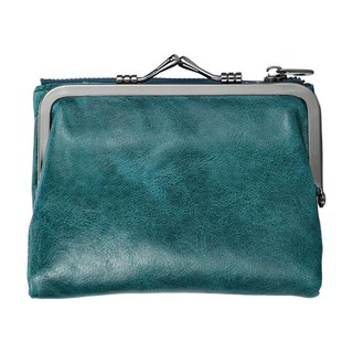 RFID真皮頭層牛皮翻頁卡位女士皮夾 錢包 口金包 短夾 女夾 LH1007