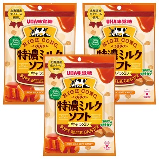 UHA 味覺糖 特濃軟糖 焦糖味 北海道牛乳 Q彈口感 獨立包裝, 70g, 3包