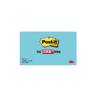 3M Post-it 利貼 便條紙利貼 3*5吋 #655-2A, 藍色, 100張, 1本