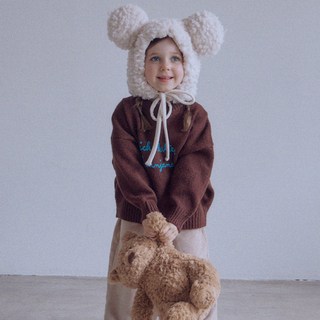 ROANJANE 兒童榛果色寬鬆版套頭毛衣