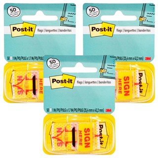 3M Post-it 利貼 可再貼標籤 SIGN HERE 680-9, 50張, 3包