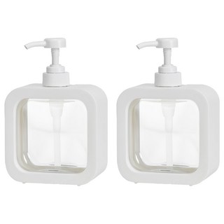 comet 方形透明洗手液瓶 500ml, 白色, 2件