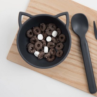 Nineware 貓咪造型迷你麥片碗, 灰色, 1個