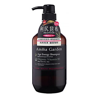 Amma Garden 艾瑪花園 黑髮亮澤洗髮精 利尻昆布 適合髮根稀疏/易斷裂髮質 含有機植物精華, 500ml, 1件