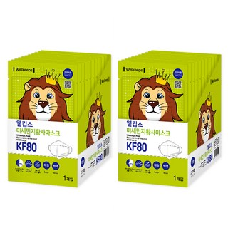 Welkeeps 防塵立體口罩 KF80 L號, 25片, 2盒, 白色