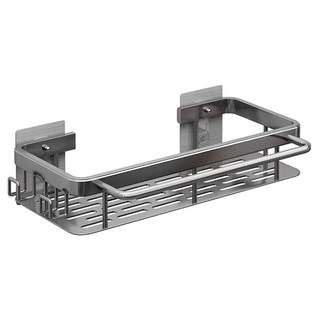 浴室置物架 加厚款四方架 無痕貼, 300 x 130 x 55mm, 灰色, 1個