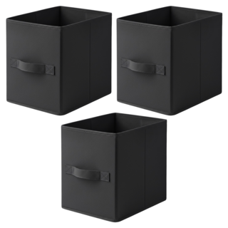 UdiLife 優的生活大師 折折 深型小置物收納盒 衣櫃 書櫃 整理, 黑色, 3個