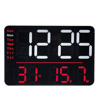 萬年曆LED電子掛鐘 雙色顯示 帶溫度日期星期顯示 帶遙控操作, 藍色