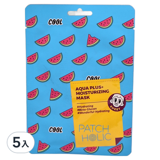 PATCHHOLIC Aqua plus + 強化保濕補水面膜 28g, 1片, 5包