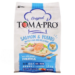 TOMA-PRO 優格 成幼犬用 乾飼料 豐富Omega-3脂肪酸 添加鈣質, 鮭魚+馬鈴薯, 1.5kg, 1袋