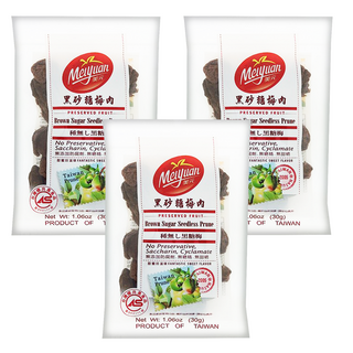 美元蜜餞 甜蜜袋系列 黑砂糖梅肉, 無添加防腐劑, 無甜精, 台灣製造, 30g, 3包