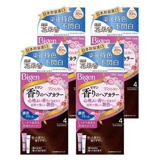 Bigen 美源 花果香快速染髮霜 濃厚乳霜質地 染髮霜緊密附著 持久色彩配方, 4亮棕色, 4盒