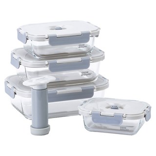 cook power 鍋寶 鎖氧系列 抽真空玻璃保鮮盒4件組, 1套, 容器 x 4個 + 蓋子 x 4個 抽真空棒