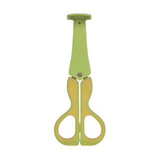 kidsme 三合一多功能食物剪 刀鋒保護套前端可用來壓泥 L型內彎省力夾 不鏽鋼鋒利刀片 不含BPA居家外出方便, 16.5 x 7cm, 黃綠色, 1支