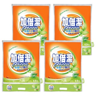 加倍潔 茶樹+小蘇打 制菌潔白洗衣粉 無磷配方 防潮蓋設計 4.5KG, 4袋