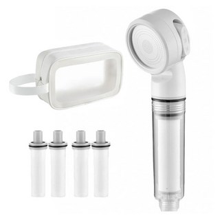 禾統 旅用增壓蓮蓬頭 三段過濾花灑頭 ABS材質 帶通用接口, 1個, White