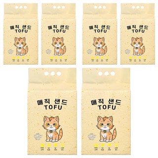 메디펫 매직 응고형 고양이 두부모래 가는입자, 10L, 6개, 무향