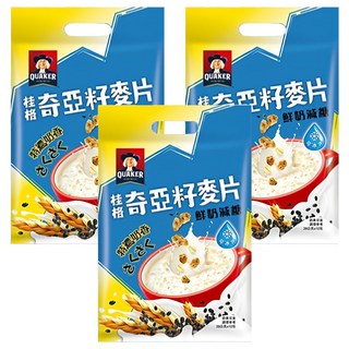 QUAKER 桂格 奇亞籽麥片 特濃鮮奶減糖, 280g, 3袋