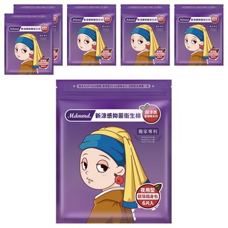Mdmmd. 明洞國際 超涼感蔓越莓系列 新涼感抑菌衛生棉 6片, 夜用護翼型 33cm, 6包