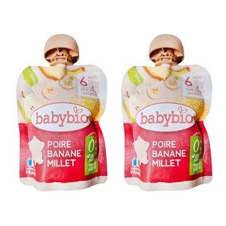babybio 生機洋梨小米纖果泥, 洋梨 + 香蕉 + 小米, 90g, 2包