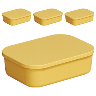 小麥購物 可疊加收納盒 L2918 小扁, 黃色, 4個