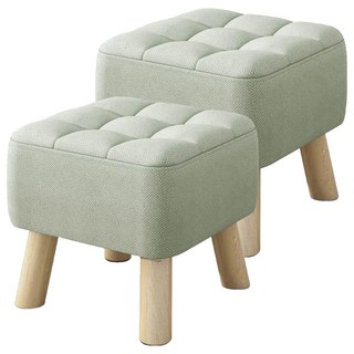 加厚坐感實木小矮凳/椅凳 2入組 30 x 30 x 26cm, 米白色, 1組