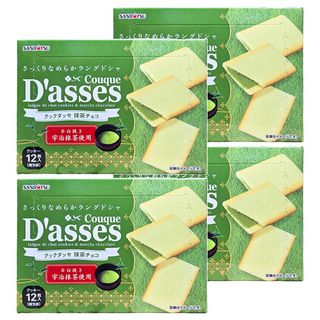 SANRITSU 三立製菓 D'asses 抹茶風味薄燒餅, 宇治抹茶使用, 12枚入, 78g, 4盒