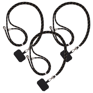 斜背式手機掛繩 Set 3條, 160cm長度, 自由調節長度, 黑間金