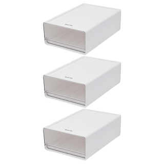 Market Plan 組合式多用途可堆疊滑軌儲物收納盒, 透明, 3個