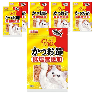 INABA CIAO 啾嚕 無鹽柴魚 日本國產品 添加小魚乾 貓咪零食, 50g, 6包