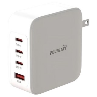 POLYBATT 140W氮化鎵GaN 四孔輸出極速充電組 Set 支援同時為四種設備充電 配備充電線和專用收納袋, 白色, 1組