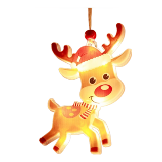 LED聖誕掛燈 麋鹿，PS+LED材質 暖白光 尺寸11.5公分, 11.8 x 7.6cm, 1個