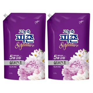 피죤 시그니처 실내건조 고농축 섬유유연제 미스틱 레인 리필, 1.7L, 2개
