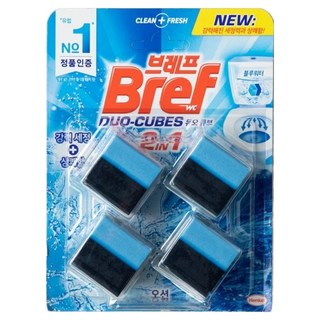 Bref 妙力 投入式馬桶清潔錠 Set 4入 強效衛生洗淨 + 海水藍色, 200g, 1組