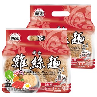 新宏 黃金雞絲麵 台式當歸藥膳風味 全素 5入, 335g, 2袋