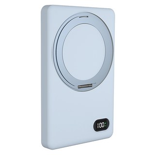 WCT 磁吸行動電源 5000mAh 無線充電 Type-C輸出/輸入 智能電量顯示 360度旋轉支架, MCK-WCT, 寶寶藍