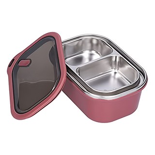 304不鏽鋼分隔便當盒 2層 紅色 1.2L, 1個