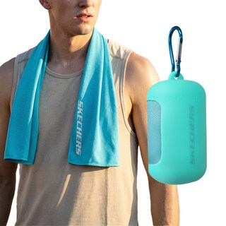 스케쳐스 쿨링 스포츠 극세사 타올 + 실리콘 케이스 세트, 아쿠아 민트, 1세트