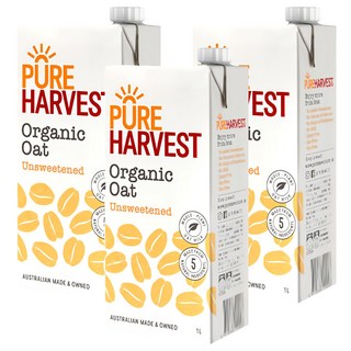 PURE HARVEST 澳洲有機燕麥奶 無添加糖, 1L, 3瓶