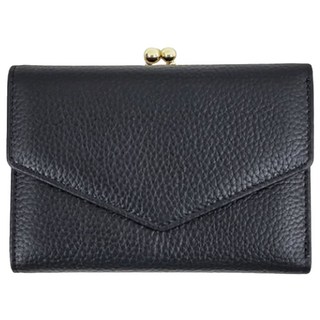 真皮頭層牛皮9卡位女士信封口金中夾錢包 超纖內裡 黑色, 長13.4 × 高9.5 × 厚3cm
