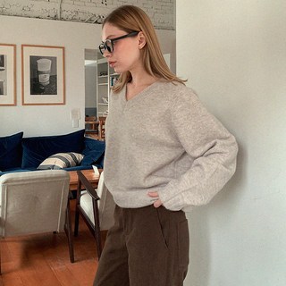 andstyle 女款 Warm Soft NO.1 羊毛混紡 V領寬鬆針織衫 264980